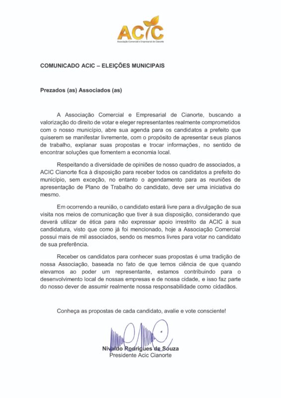 Comunicado ACIC - Eleições Municipais 3