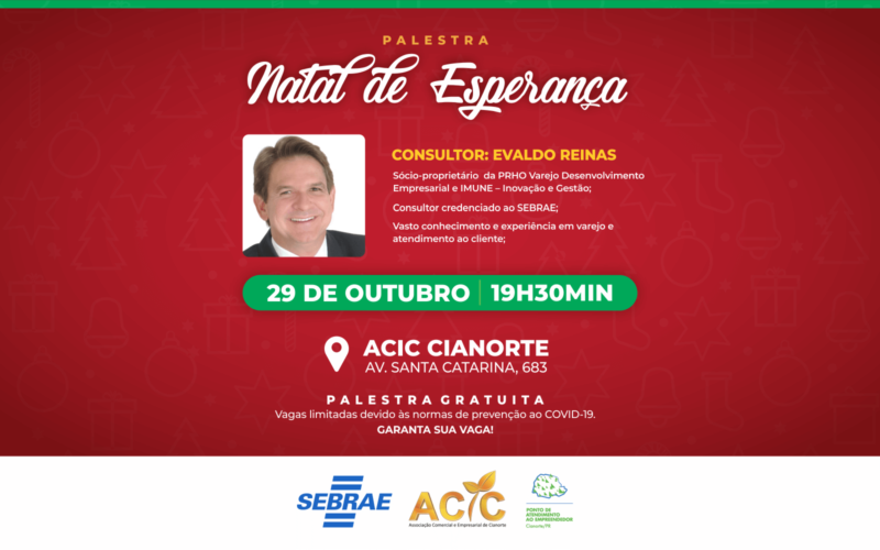 Palestra de lançamento da Promoção de Natal da ACIC acontece nesta quinta-feira 16