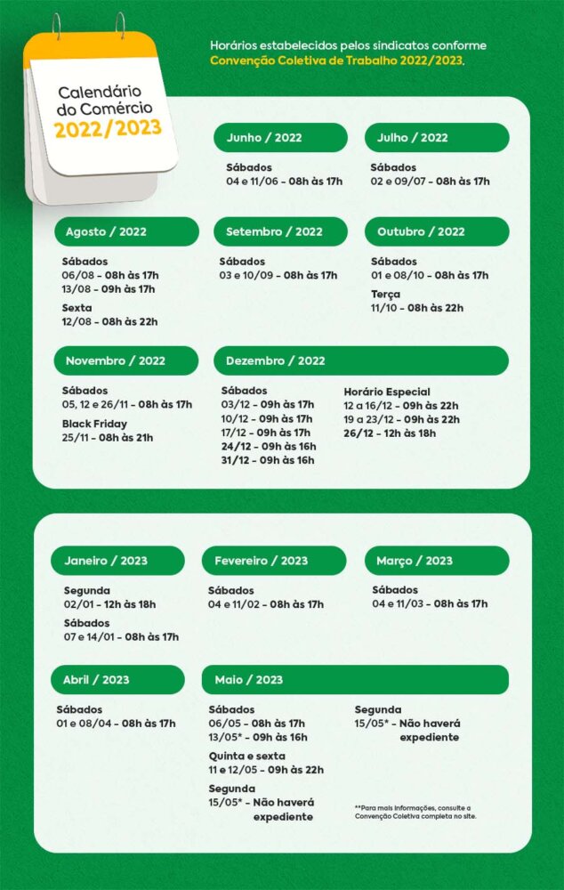 Calendário do Comércio para 2022/2023 é definido pelo Sindecc e Sincovarte 2