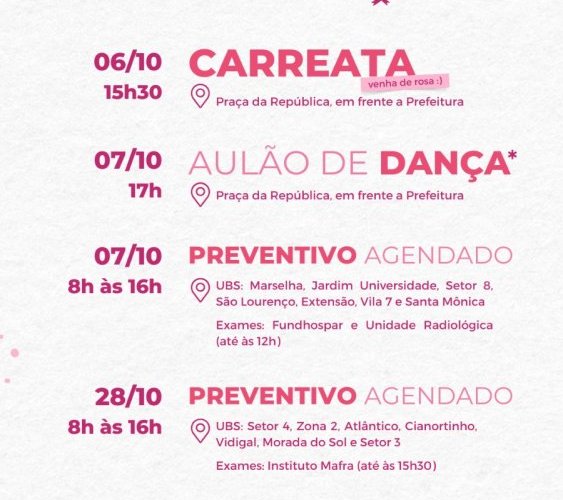 Aqui na ACIC você fica sabendo primeiro! Lançamento da programação OUTUBRO ROSA. 28