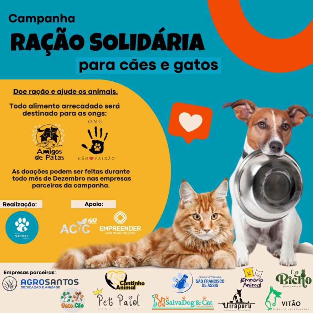 Aqui na ACIC você fica sabendo primeiro! Núcleo VETPET da ACIC realiza Campanha "Ração Solidária". 2