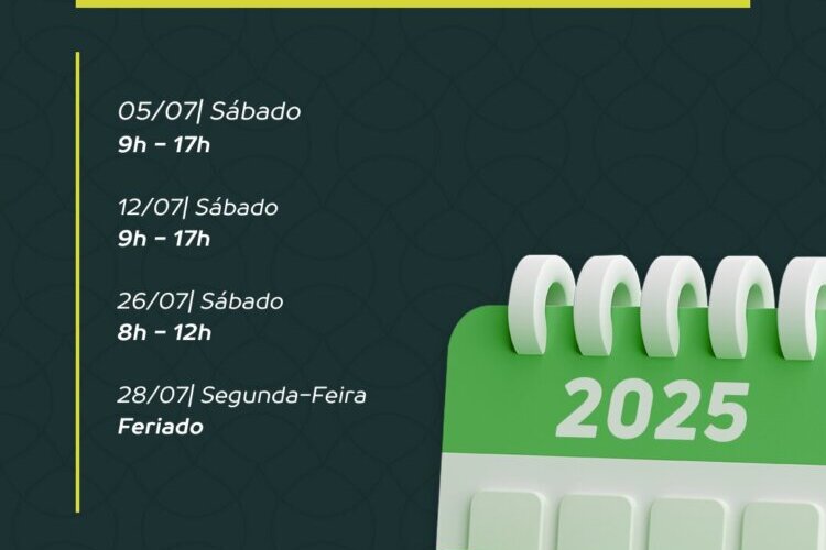CALENDÁRIO - DO MÊS DE JULHO 2