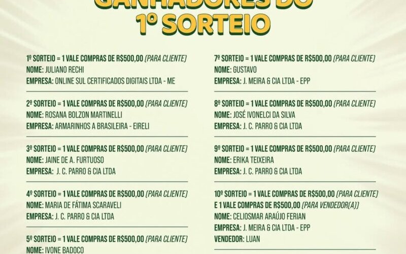 1° SORTEIO do Show de Prêmios 2