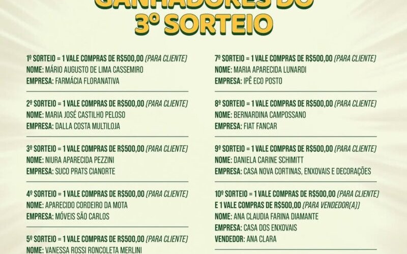 3º SORTEIO DA CAMPANHA SHOW DE PRÊMIOS 12