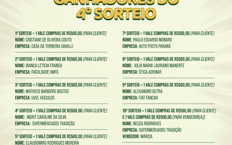 4º SORTEIO DA CAMPANHA SHOW DE PRÊMIOS 8