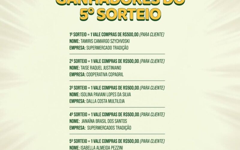 5º SORTEIO DA CAMPANHA SHOW DE PRÊMIOS 6